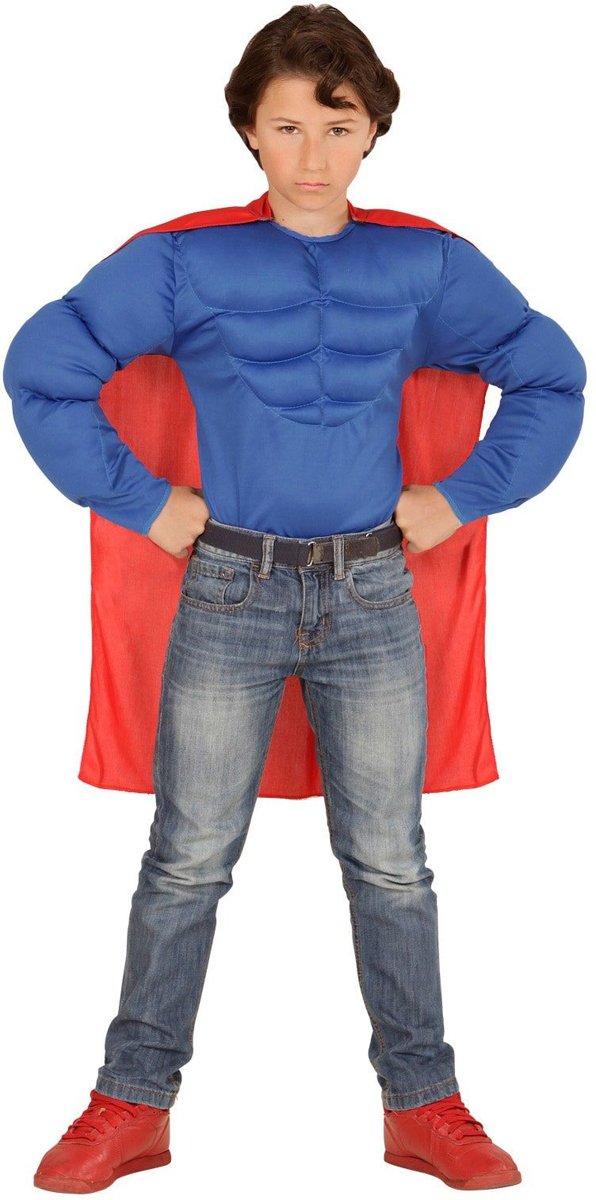 Superman Kostuum | Held Super Power | Jongen | Maat 140 | Carnaval kostuum | Verkleedkleding